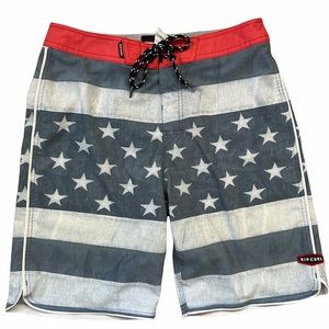 Men’s Rip Curl Swim Surf Board Trunks Shorts, Patriotic USA, Size 29 Mid-thigh